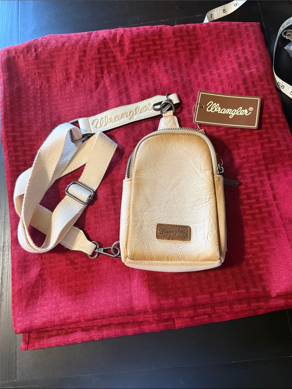 Wrangler Cream Beige Mini Crossbody Bag with Canvas Strap